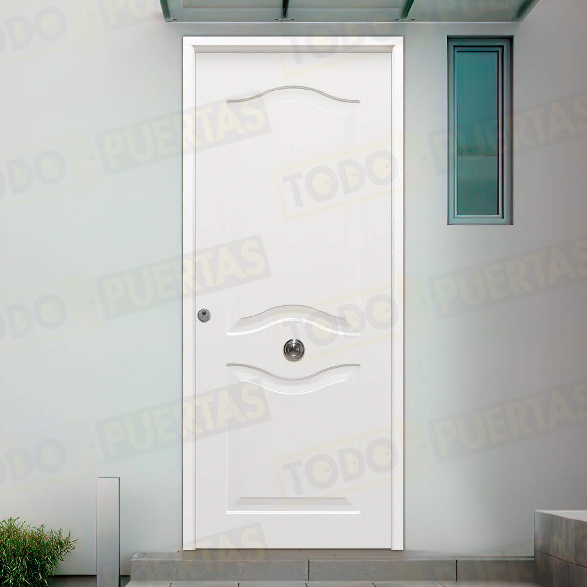 Puerta Galvanizada Provenzal / 1110 Saga 100 Blanca (Cara Interior Lisa)