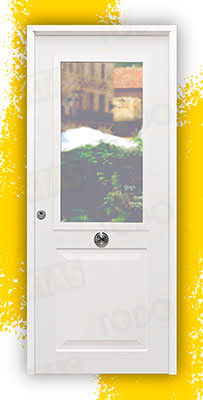 Puerta Galvanizada Clas-CR / 1110 Saga 100 Cristal Blanca (Cara Interior Lisa)