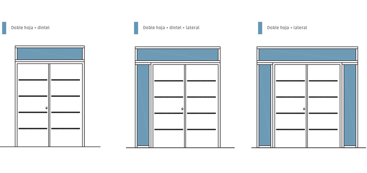 Formas y configuraciones para dinteles y laterales de puertas acorazadas y galvanizadas