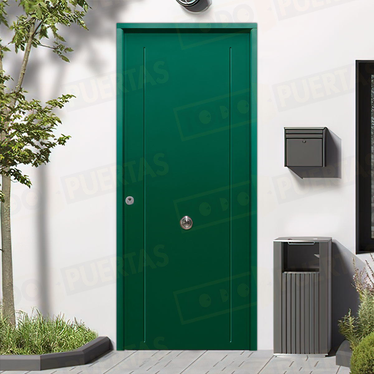 Puerta Acorazada 1130 Sagacor 100 Verde Musgo 6005 (Dos Caras Iguales)