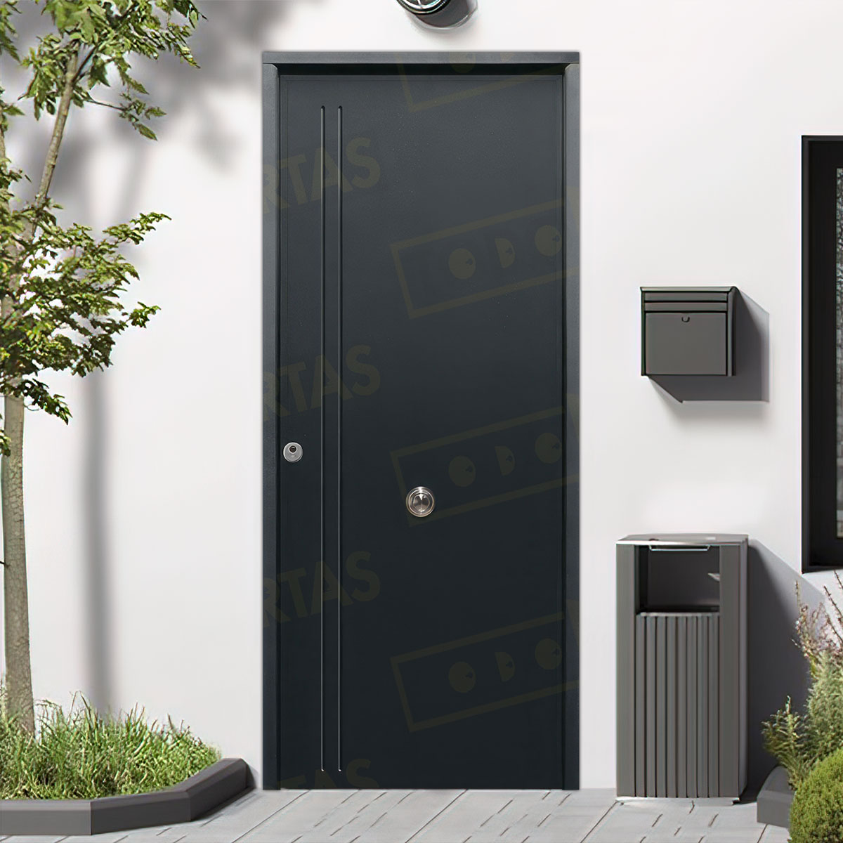 Puerta Acorazada 1130 L Sagacor 100 Gris Oxidon (Dos Caras Iguales)