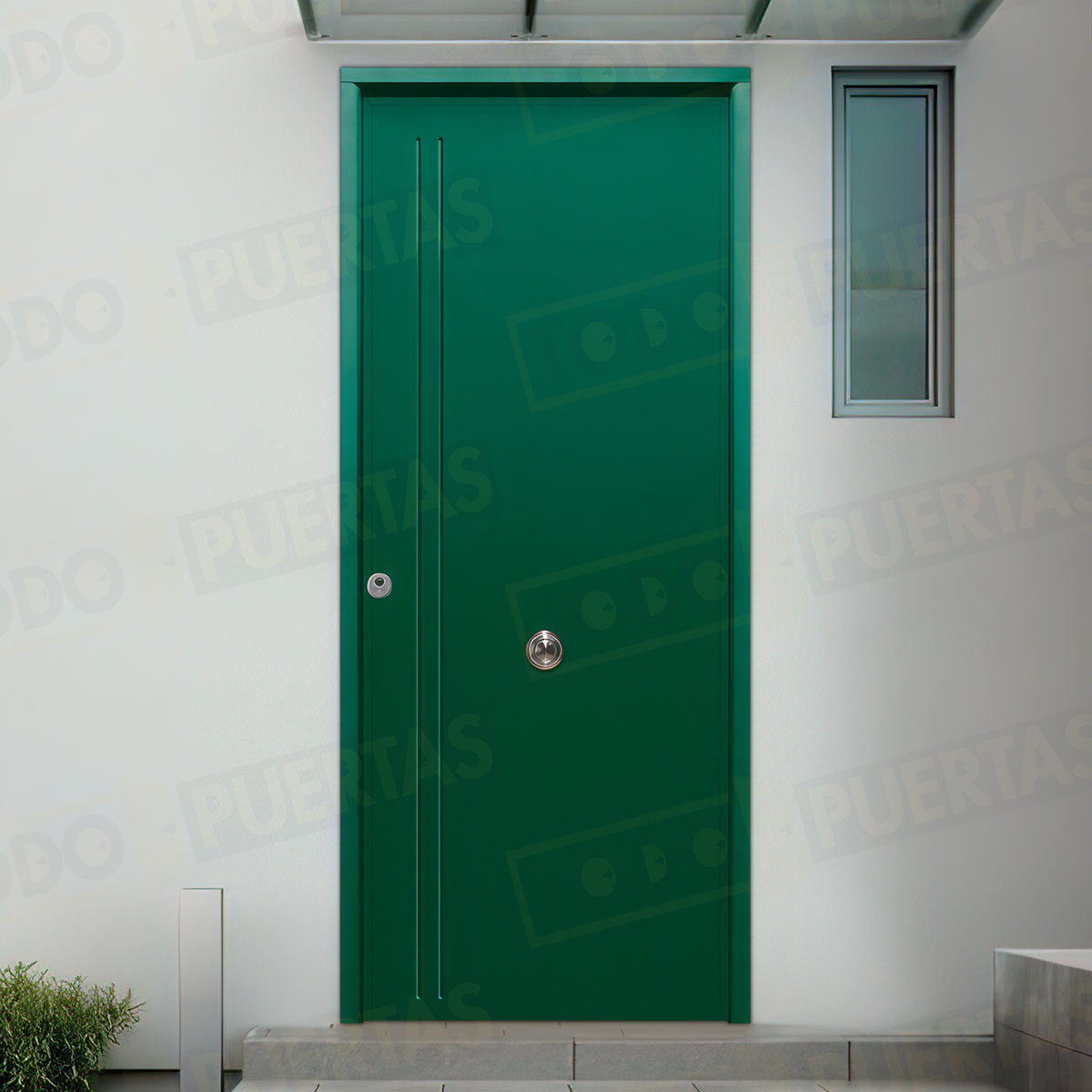 Puerta Acorazada 1130 L Sagacor 100 Verde Musgo 6005 (Dos Caras Iguales)