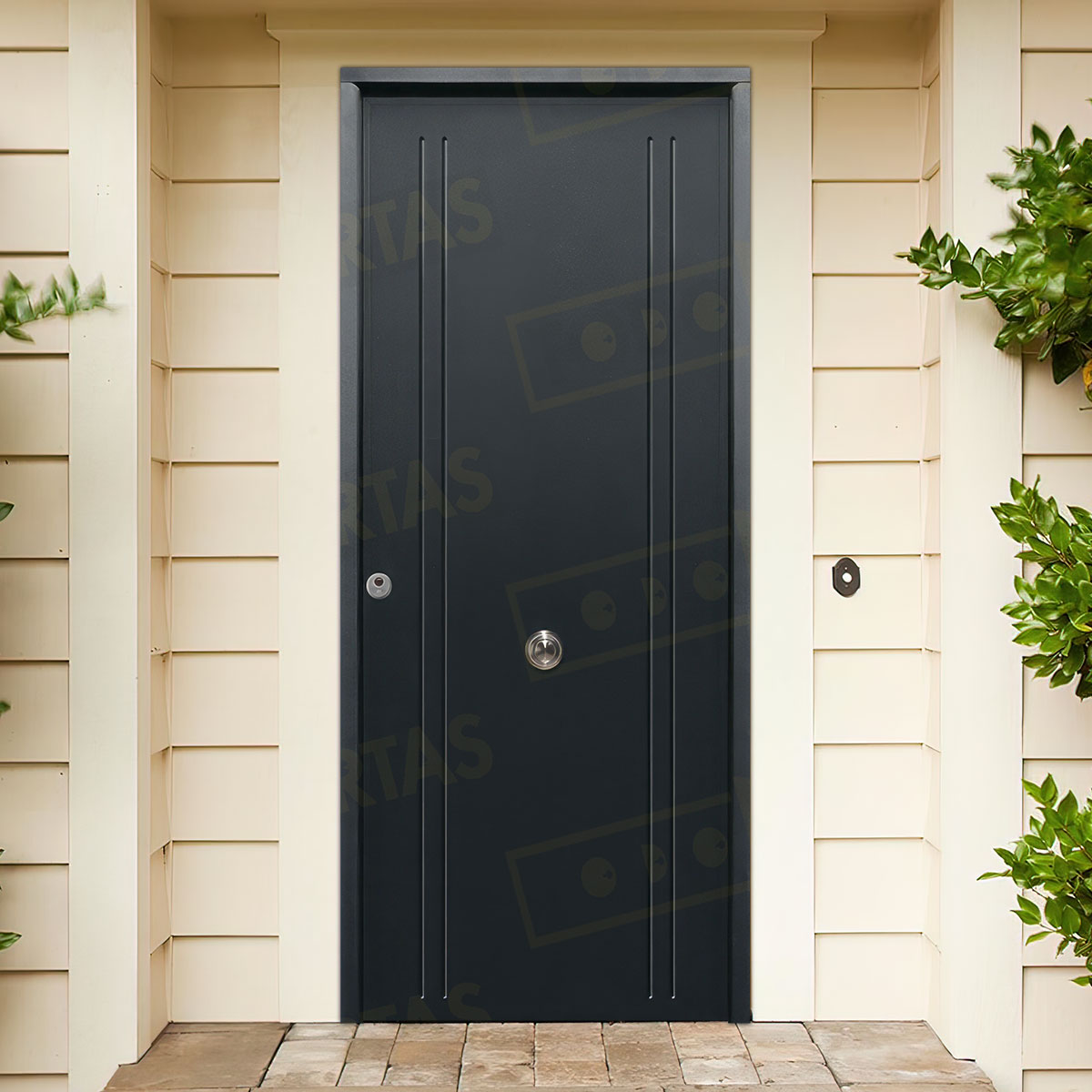 Puerta Acorazada 1150 L Sagacor 100 Gris Oxidon (Dos Caras Iguales)