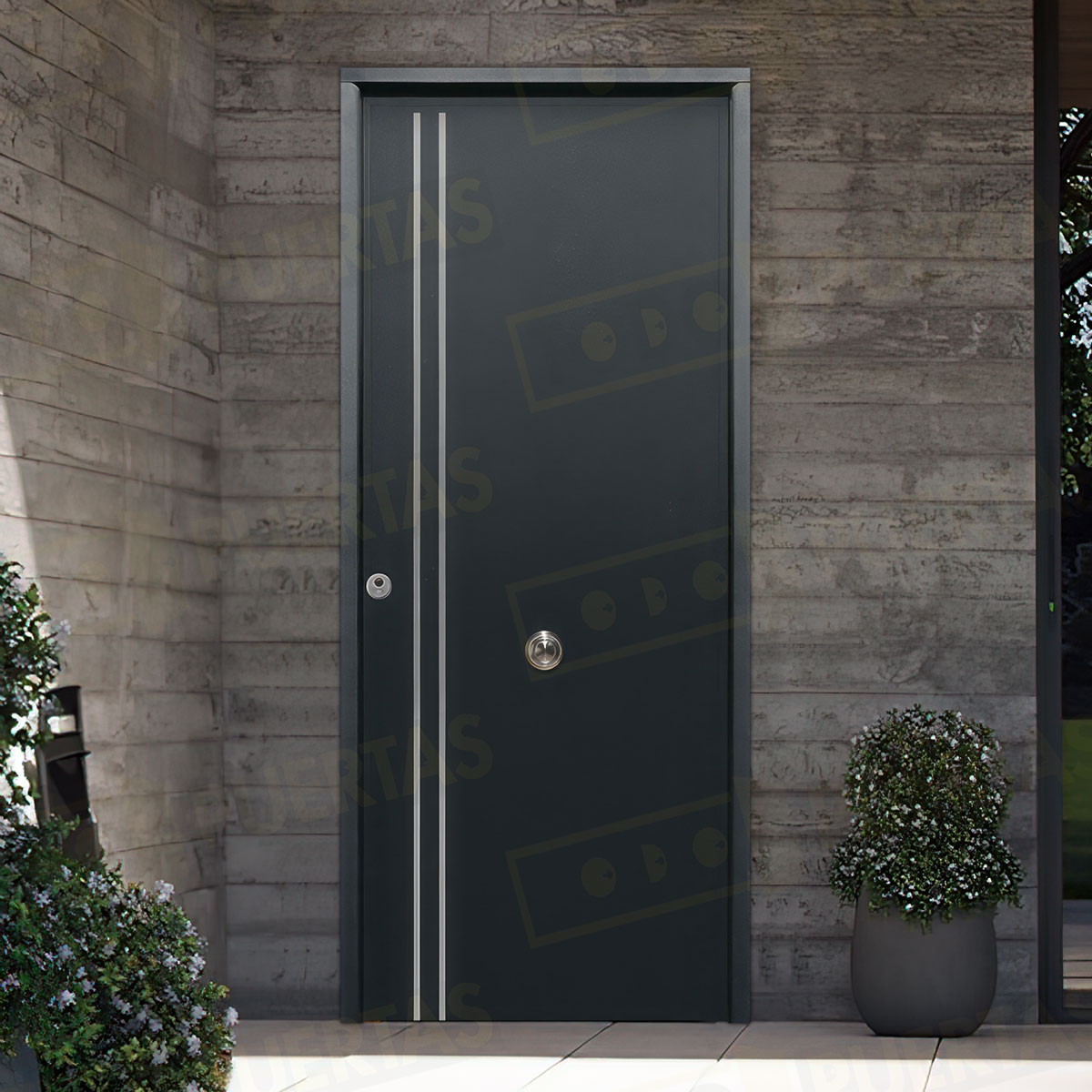 Puerta Acorazada Iris FM Sagacor 100 Gris Oxidon (Dos Caras Iguales)