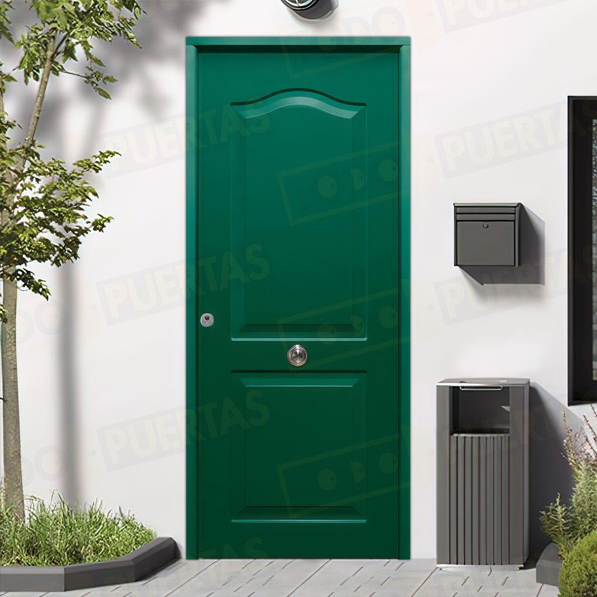Puerta Acorazada Semiprovenzal Sagacor 100 Verde Musgo 6005 (Dos Caras Iguales)