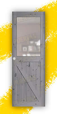 Puerta Corredera de Granero Pino Macizo Mod. GR001 V1 (Tinte Ceniza)