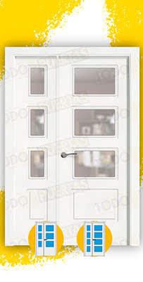 Puerta Doble de Salón Lacada Blanca Mod. Bangkok V3