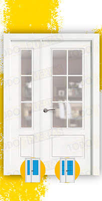 Puerta Doble de Salón Lacada Blanca Mod. Gabón V6