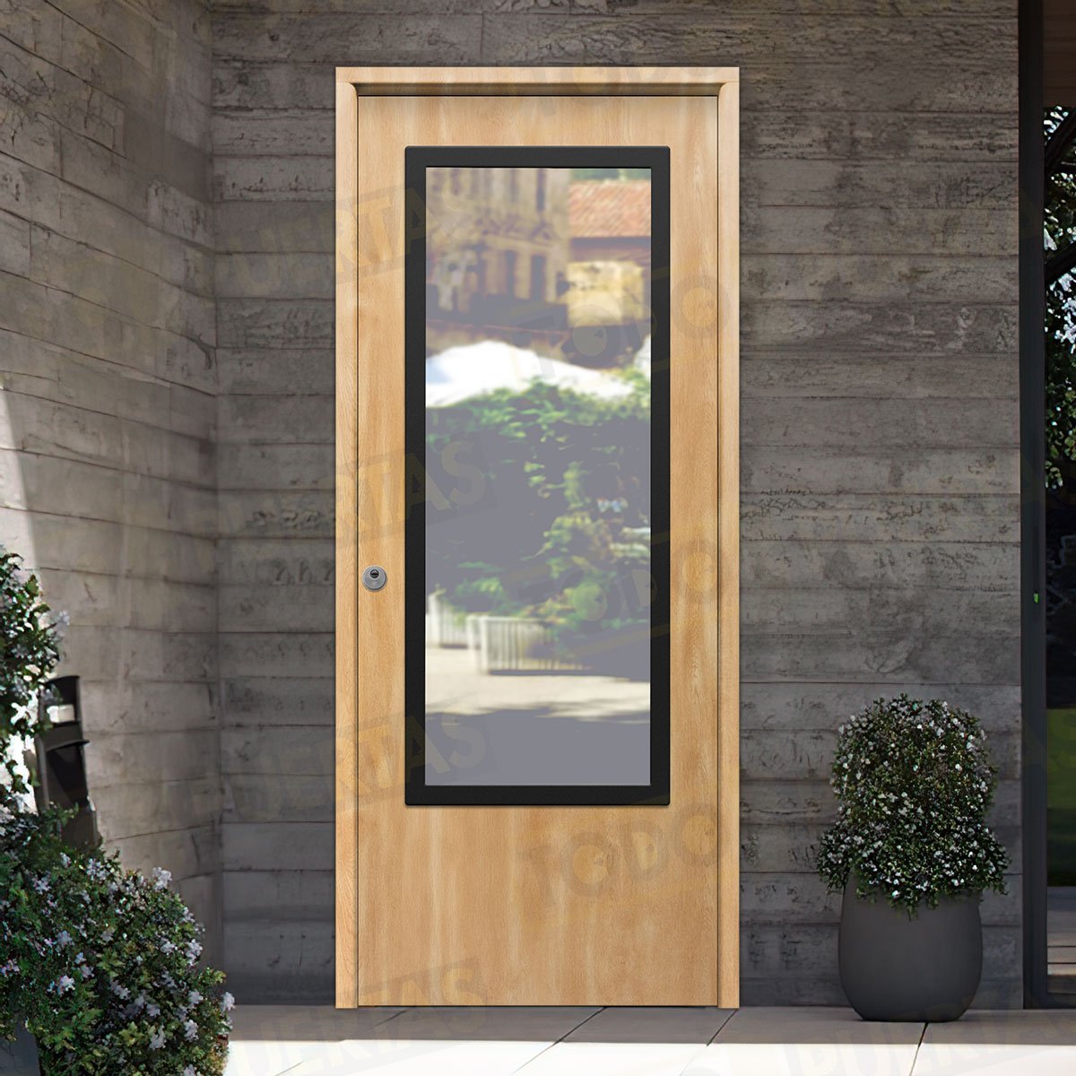 Puerta Galvanizada 1110-CR / 1110 Saga 100 Cristal Roble (Cara Interior Lisa)
