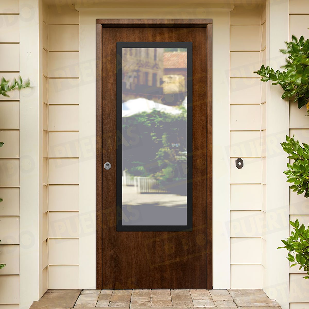 Puerta Galvanizada 1110-CR / 1110 Saga 100 Cristal Roble Viejo (Cara Interior Lisa)
