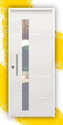 Puerta Galvanizada Cintia-CRL / 1110 Saga 100 Cristal Blanca (Cara Interior Lisa)