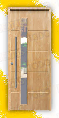 Puerta Galvanizada Cintia-CRL / 1110 Saga 100 Cristal Roble (Cara Interior Lisa)