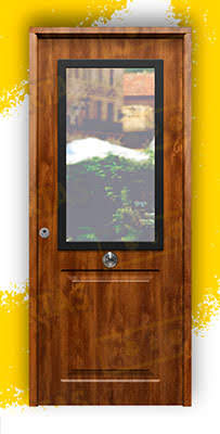 Puerta Galvanizada Clas-CR / 1110 Saga 100 Cristal Embero (Cara Interior Lisa)