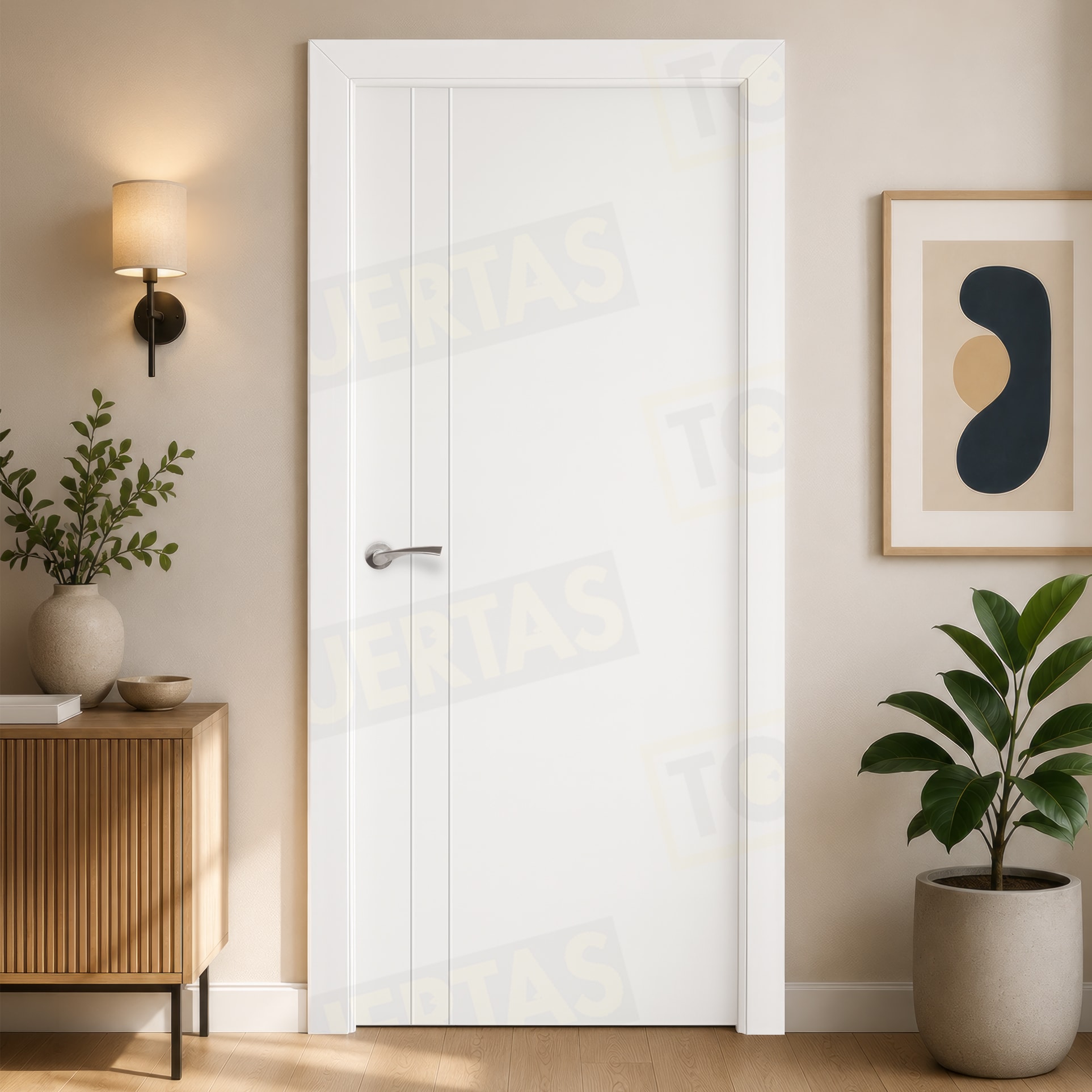 Puerta Block Maciza Lacada Blanca Mod. Álava