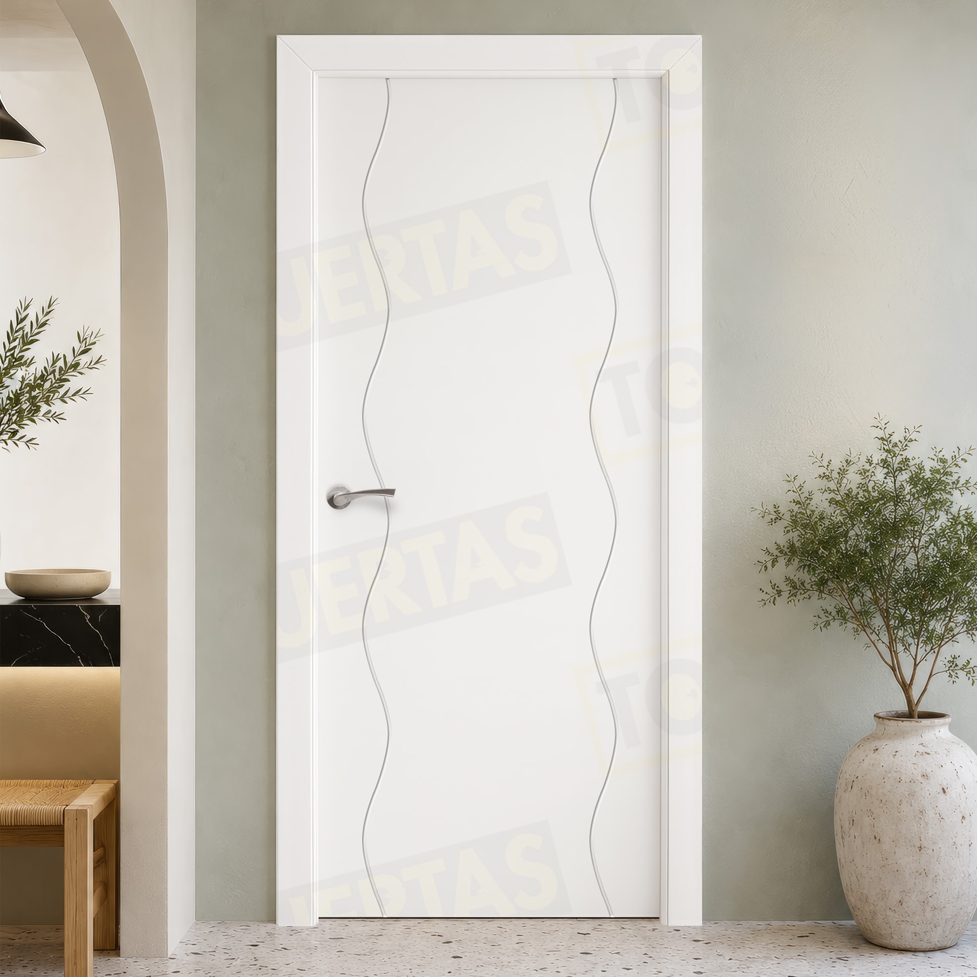 Puerta Block Maciza Lacada Blanca Mod. Marsella