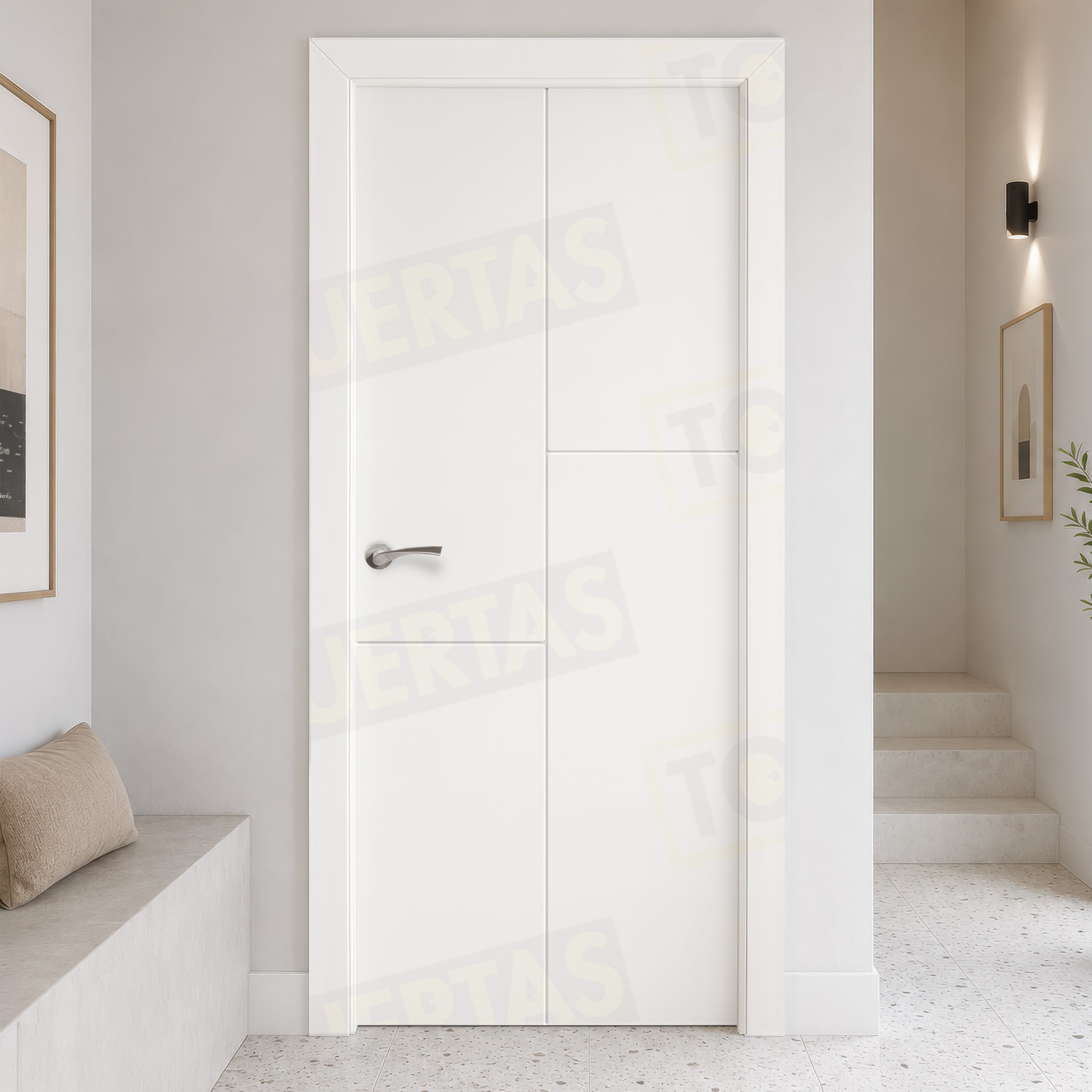 Puerta Block Maciza Lacada Blanca Mod. Ruanda