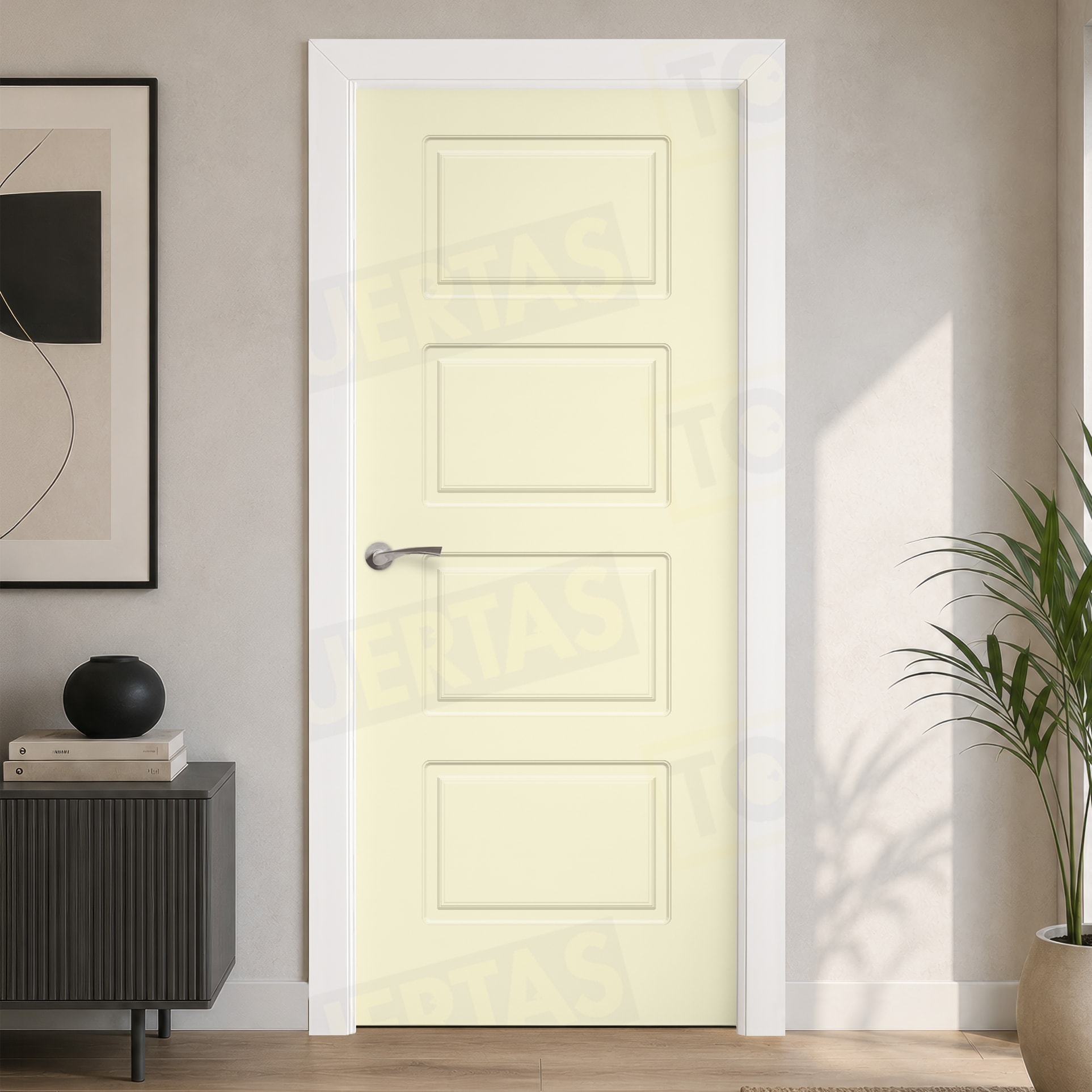 Puerta Block Maciza ColorLac RAL Blanco Perla 1013 Mod. Bangkok