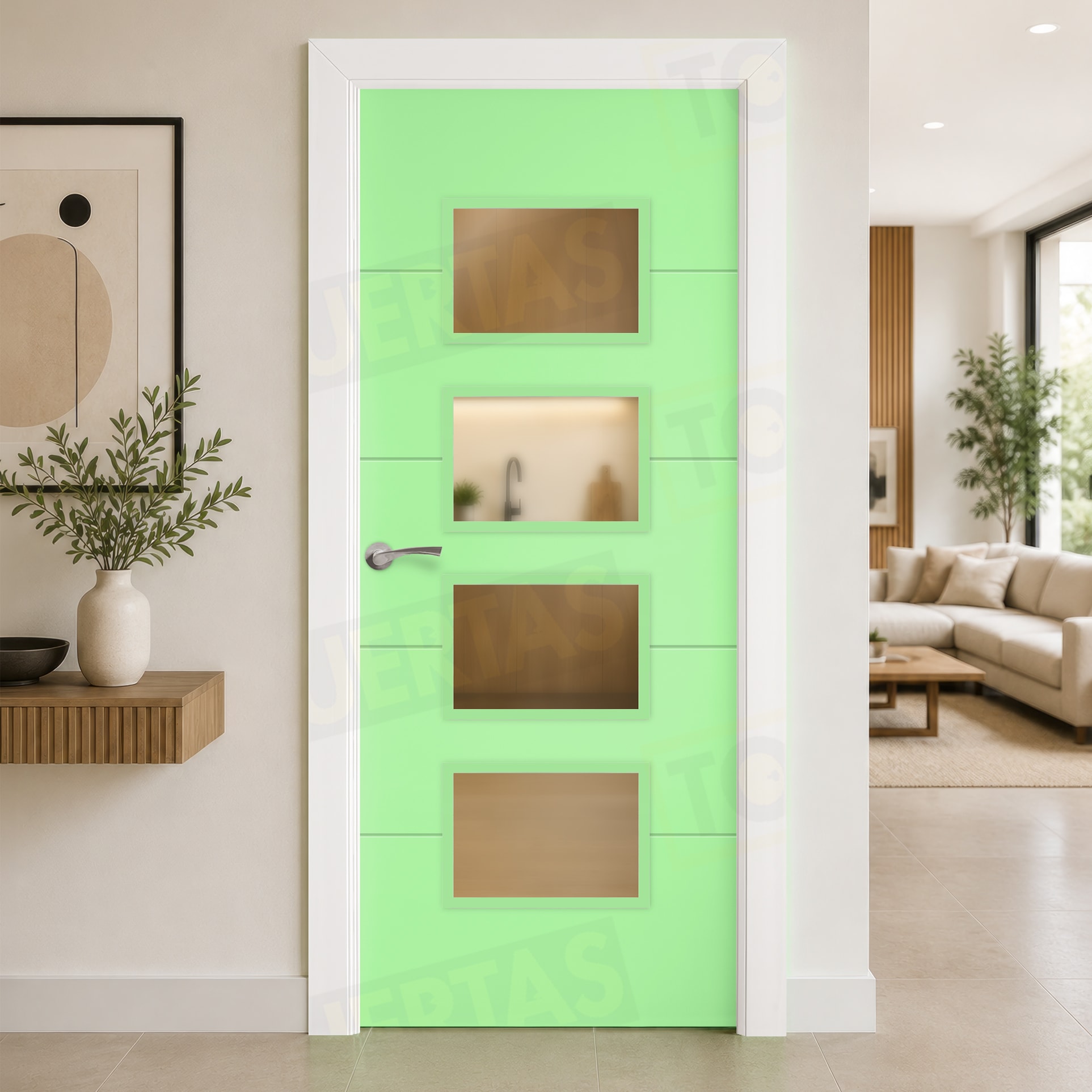 Puerta Block Maciza ColorLac RAL Verde Blanquecino 6019 Mod. Dakar BV4