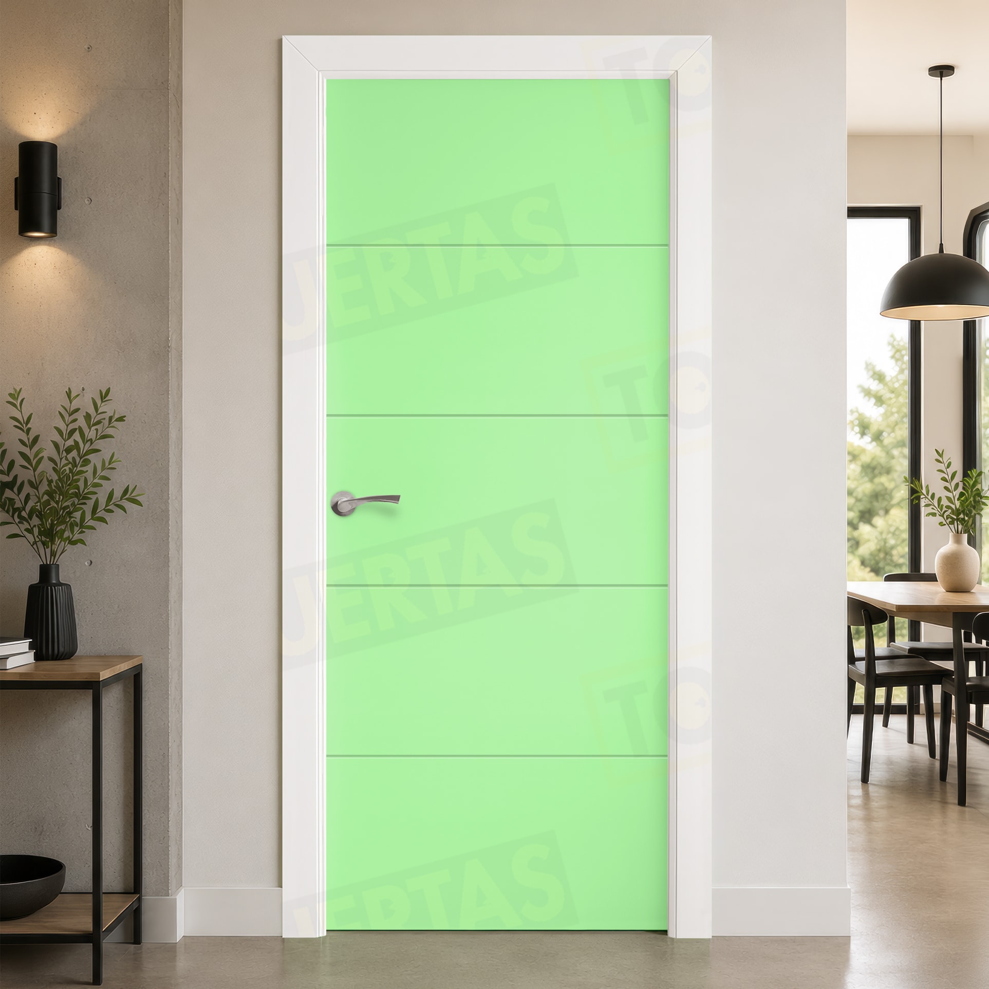 Puerta Block Maciza ColorLac RAL Verde Blanquecino 6019 Mod. Dakar