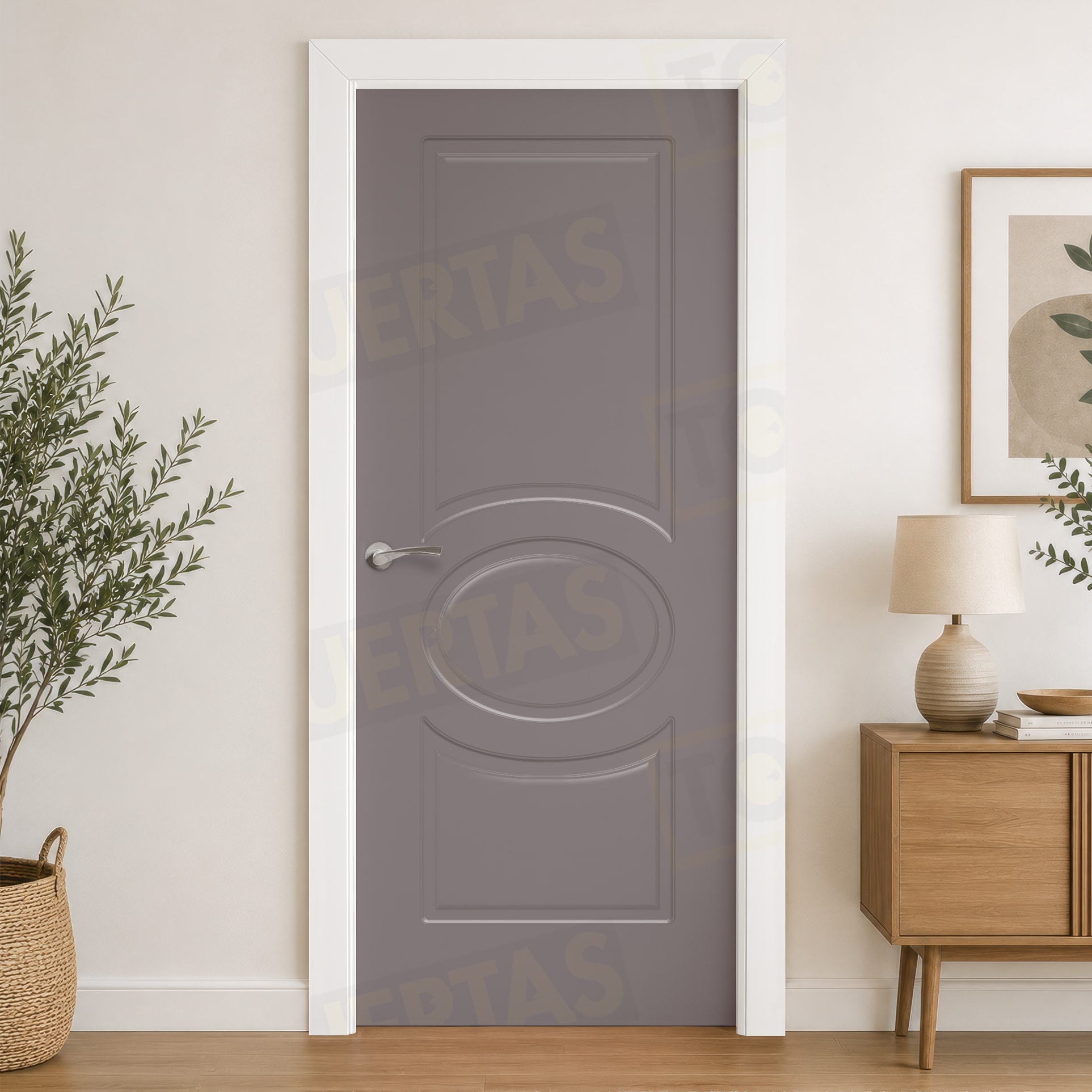 Puerta Block Maciza ColorLac RAL Gris Platino 7036 Mod. Guinea