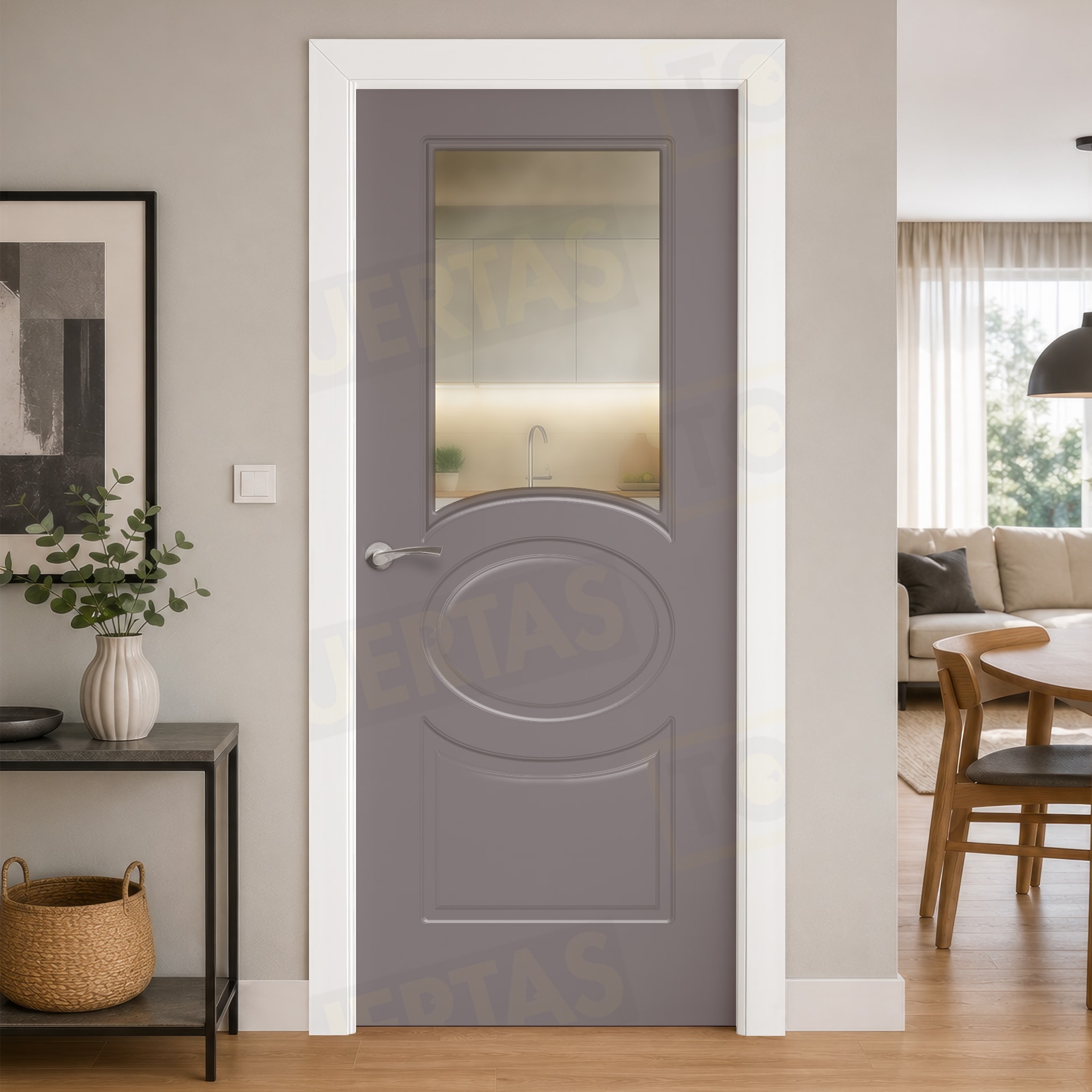 Puerta Block Maciza ColorLac RAL Gris Platino 7036 Mod. Guinea ZV1