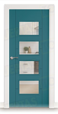 Puerta Block Maciza ColorLac RAL Azul Agua 5021 Mod. Budapest BV4