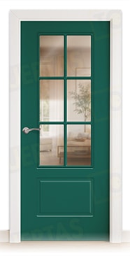 Puerta Block Maciza ColorLac RAL Verde Ópalo 6026 Mod. Gabón V6