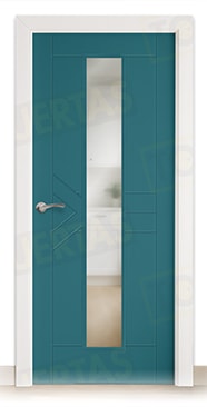 Puerta Block Maciza ColorLac RAL Azul Agua 5021 Mod. Sima V1C