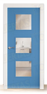 Puerta Block Maciza ColorLac RAL Azul Luminoso 5012 Mod. Tailandia BV3