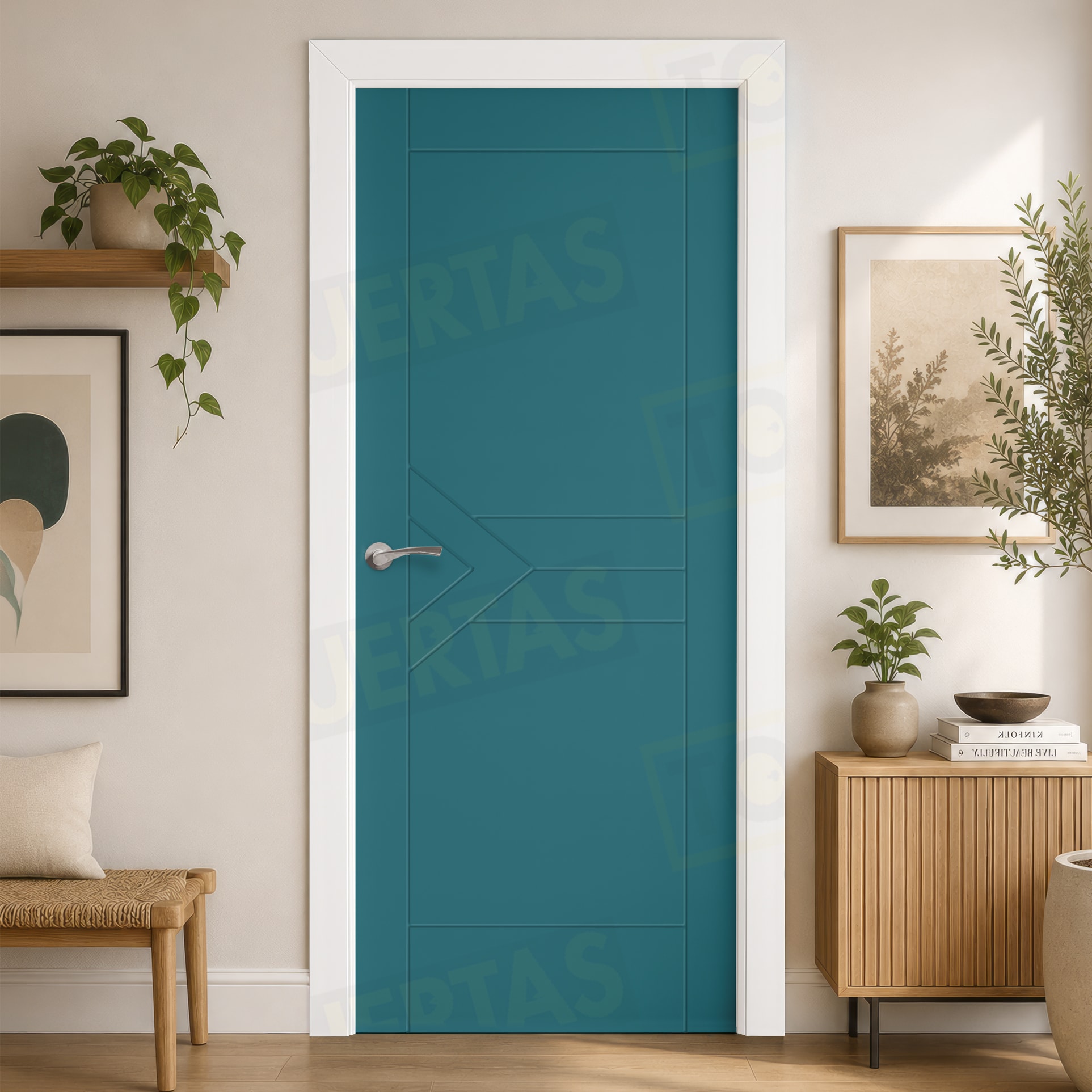 Puerta Block Maciza ColorLac RAL Azul Agua 5021 Mod. Sima