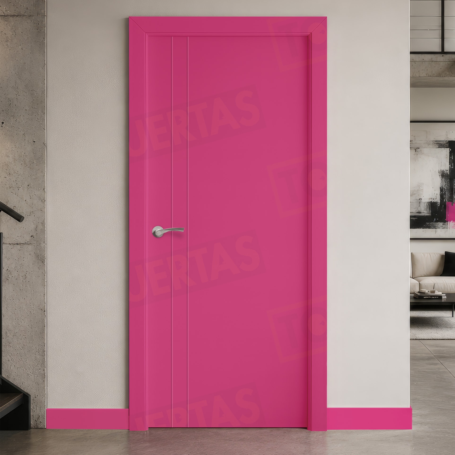 Puerta Block Maciza Lacada RAL Magenta Tele 4010 Mod. Álava