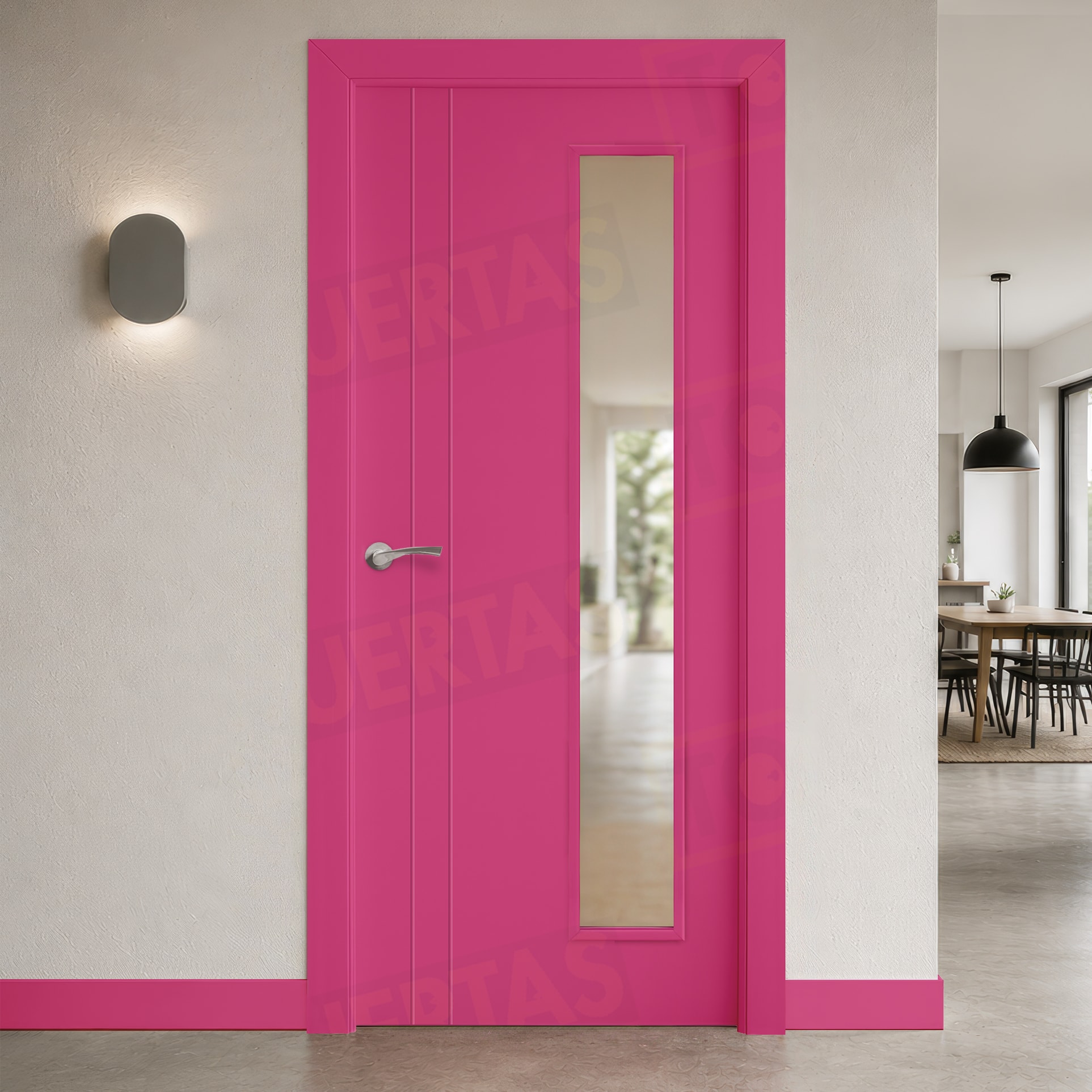 Puerta Block Maciza Lacada RAL Magenta Tele 4010 Mod. Álava V1L