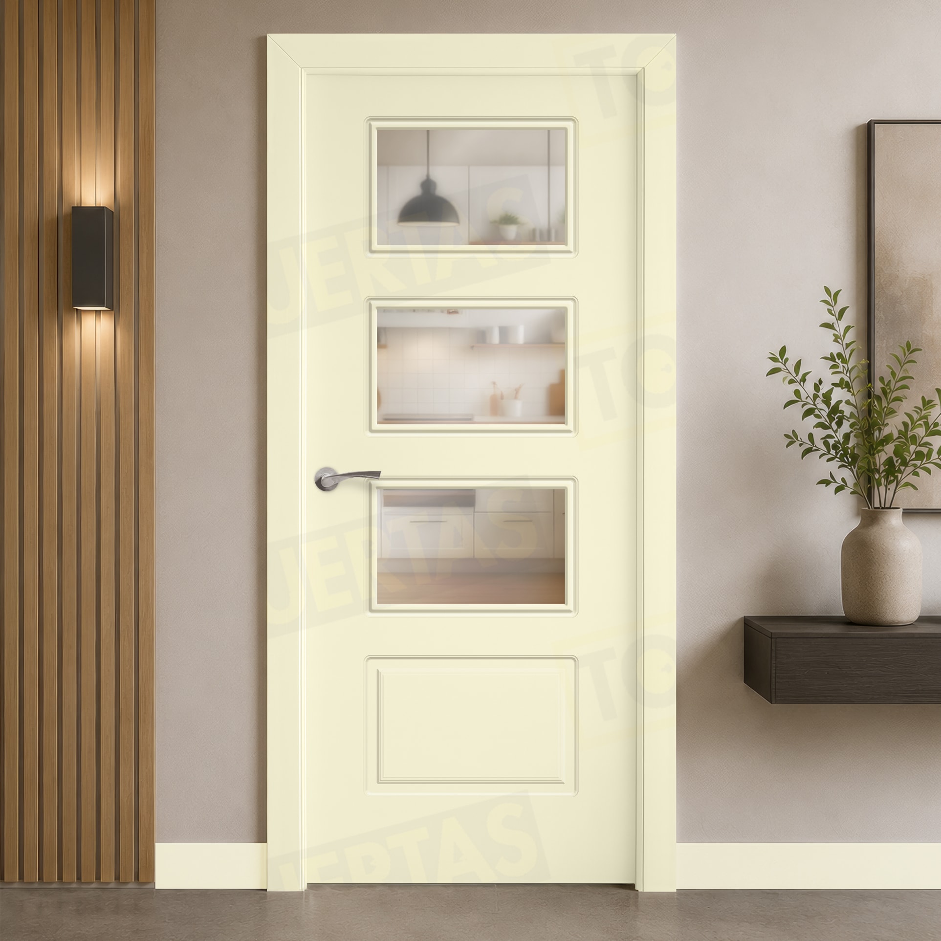 Puerta Block Maciza Lacada RAL Blanco Perla 1013 Mod. Bangkok V3