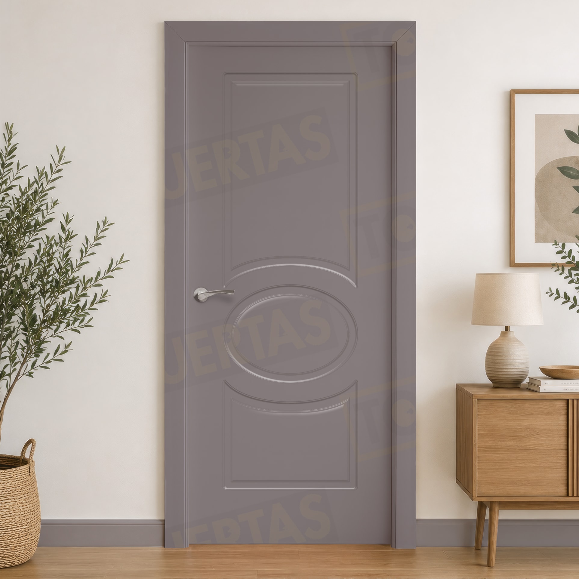 Puerta Block Maciza Lacada RAL Gris Platino 7036 Mod. Guinea