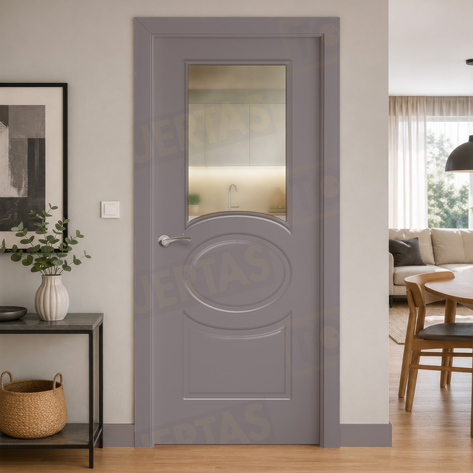 Puerta Block Maciza Lacada RAL Gris Platino 7036 Mod. Guinea ZV1