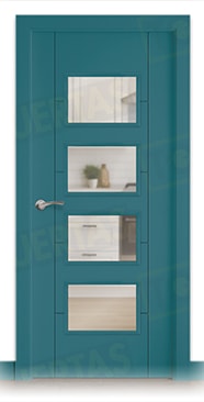 Puerta Block Maciza Lacada RAL Azul Agua 5021 Mod. Budapest BV4