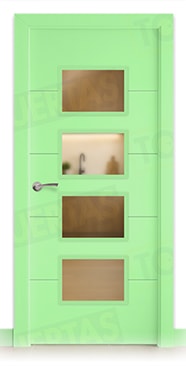 Puerta Block Maciza Lacada RAL Verde Blanquecino 6019 Mod. Dakar BV4