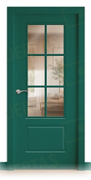 Puerta Block Maciza Lacada RAL Verde Ópalo 6026 Mod. Gabón V6