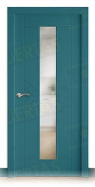 Puerta Block Maciza Lacada RAL Azul Agua 5021 Mod. Sima V1C