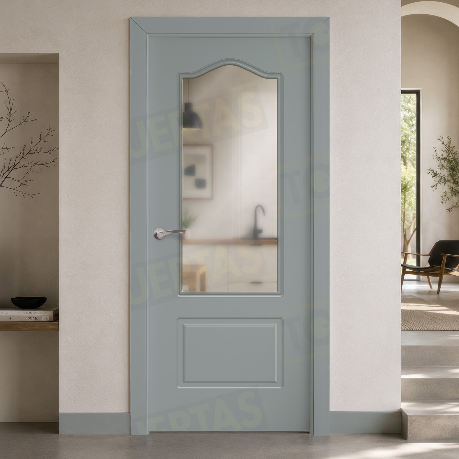 Puerta Block Maciza Lacada RAL Gris Plata 7001 Mod. Togo ZV1
